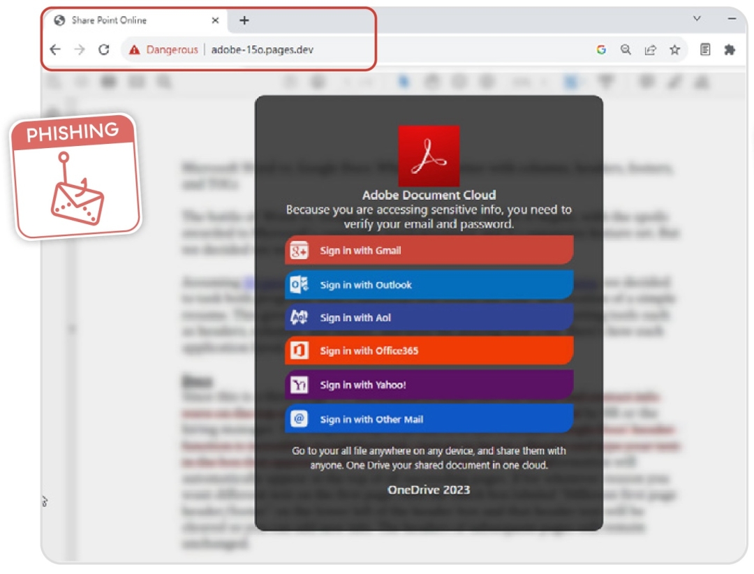 Abbildung 2: Phishing-Kampagne im Adobe-Look