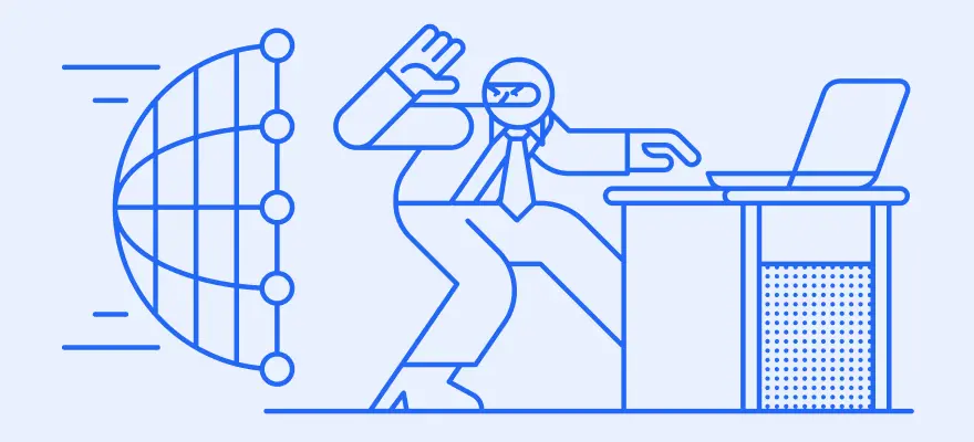 Illustration eines Mannes, der beim Versuch, einen Computer zu stehlen, entdeckt wird