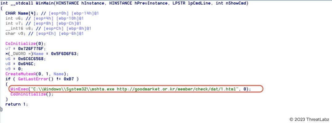 Figure 18: Relevant code in HancomReader.scr used to download and execute the PowerShell backdoor